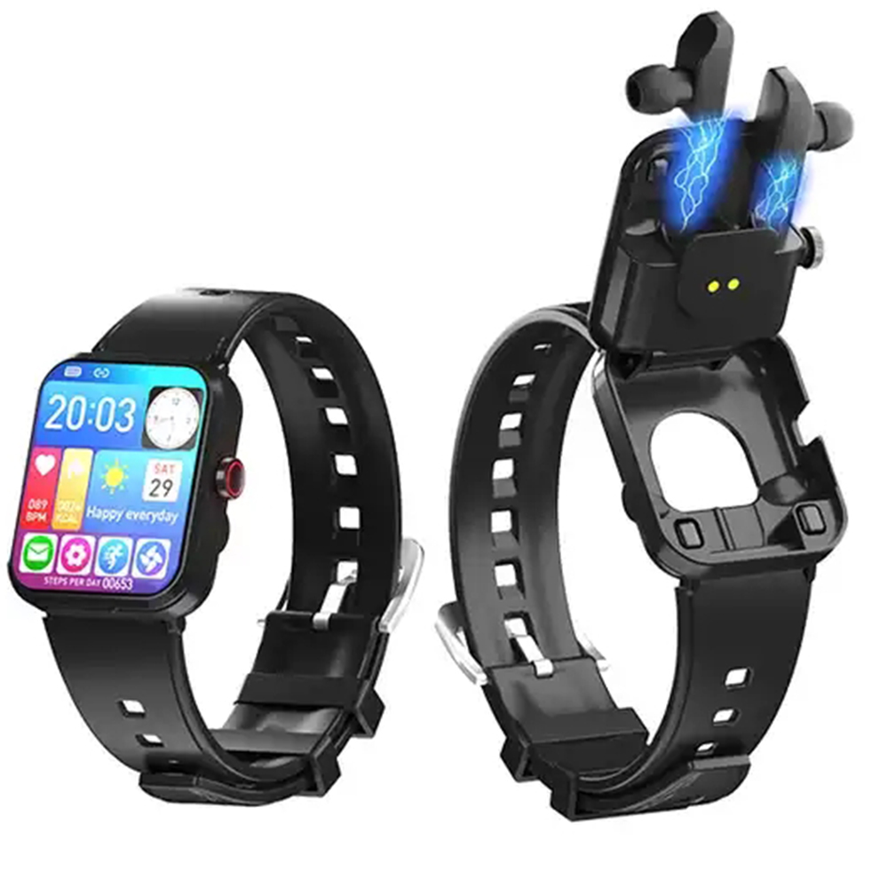 S6 Dual-mode Call Internal TWS Waterproof Smart Watch With Wireless BT Earbud & In-ear Headphones